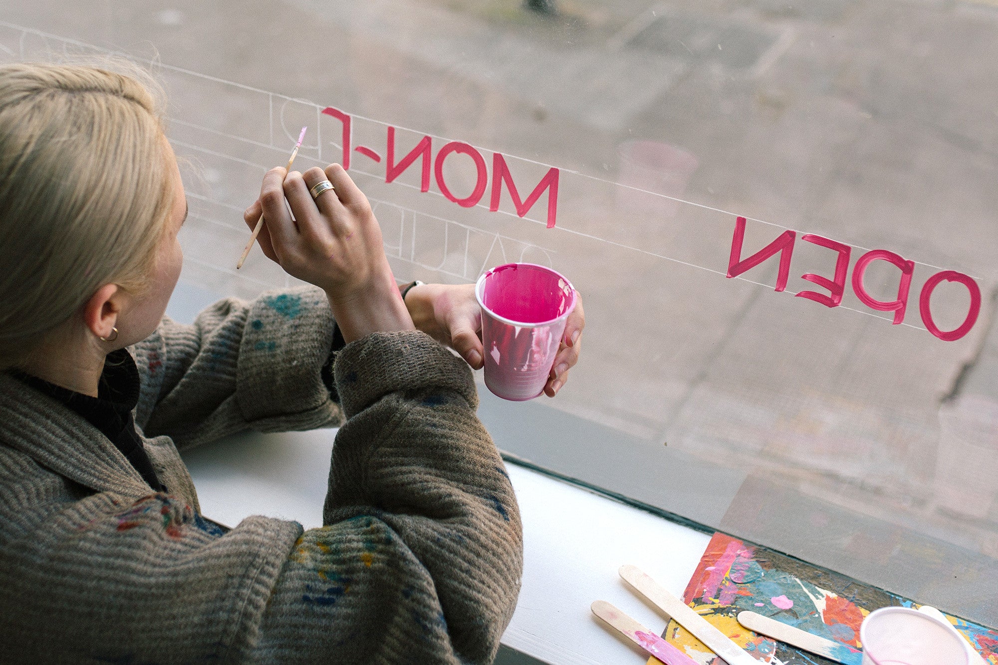 A closer look at our hand painted signage by E.B. Scott